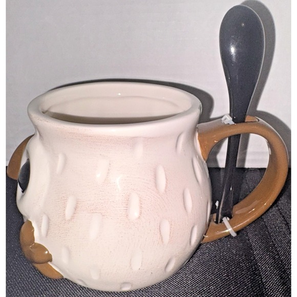 Cute White Snowy Owl Mug w/ Feet and Spoon Set By Arlington Designs NWOT - Picture 3 of 6